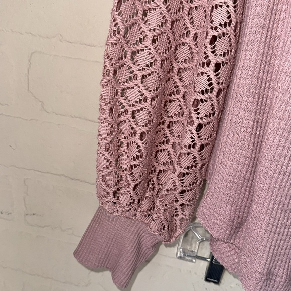 Free People shirt Sweetest Thing Thermal Blush pink XS embroidered - Picture 4 of 7